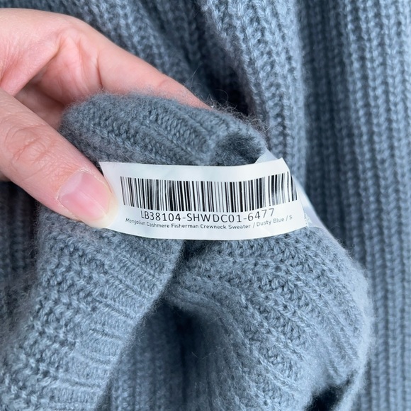Quince Mongolian Cashmere Fisherman Crewneck Sweater Dusty Blue Scandi Minimal - Picture 7 of 10